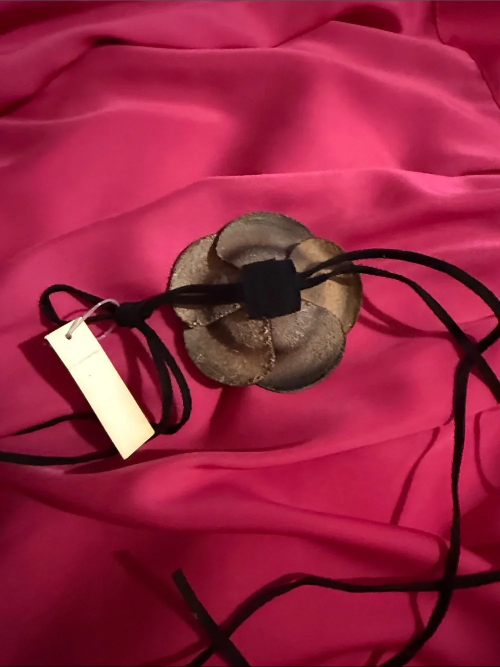 Black Leather Flower Necklace - Women Accessories